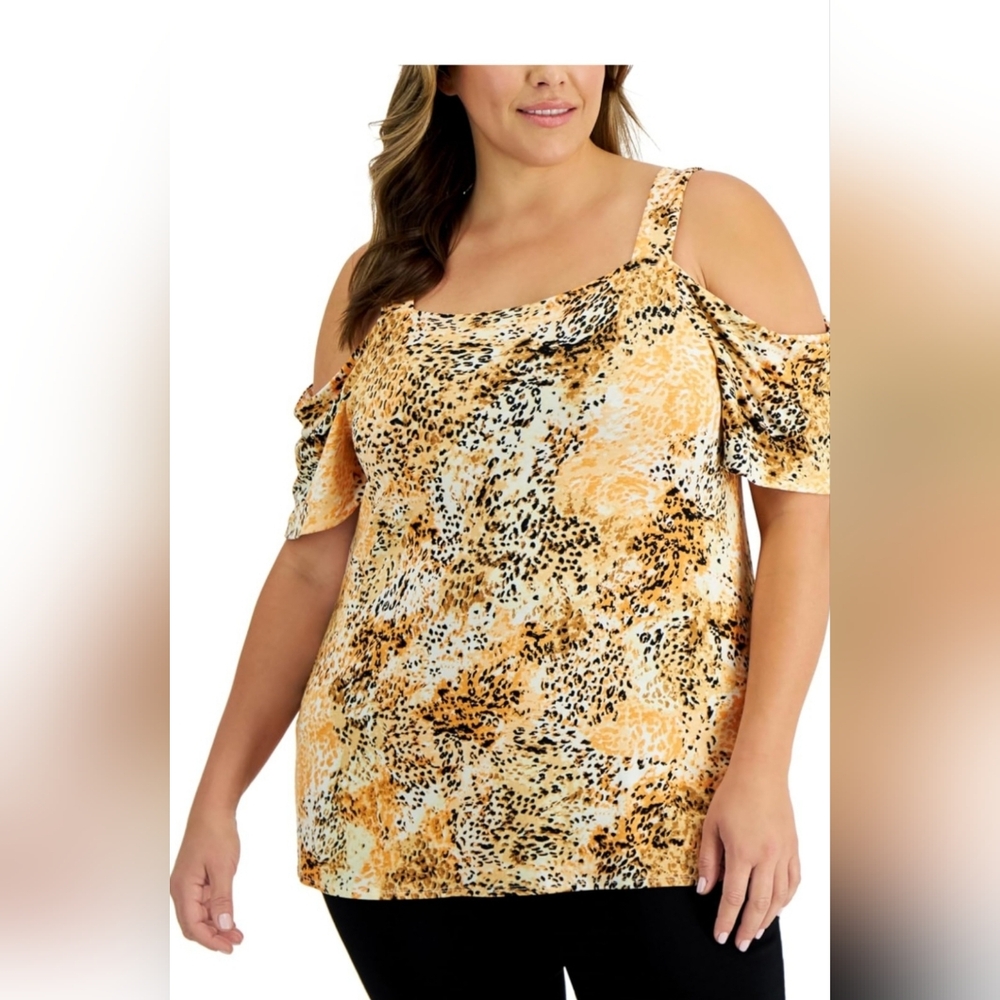 4 For $20 JM Collection Women's Cold Shoulder Top Aninmal‎ Print Nwt 2x Plus
